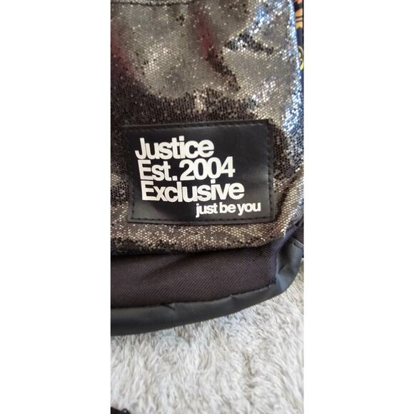 Justice Backpack EST.2004 Rainbow Peace Good Vibes Daisy Keychain Glitter Smiley - Picture 2 of 6